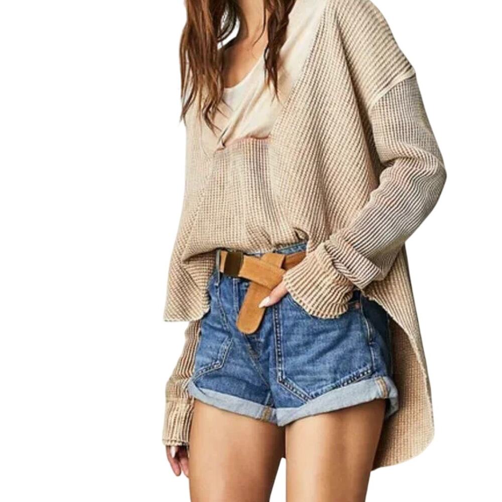 Free People Beginners Luck Denim Slouch Shorts Felicity Wash NWT 30